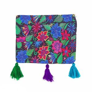 Women's Purse Handmade Crossbody Mexican Clutch Floral Embroidered Shoulder Bag